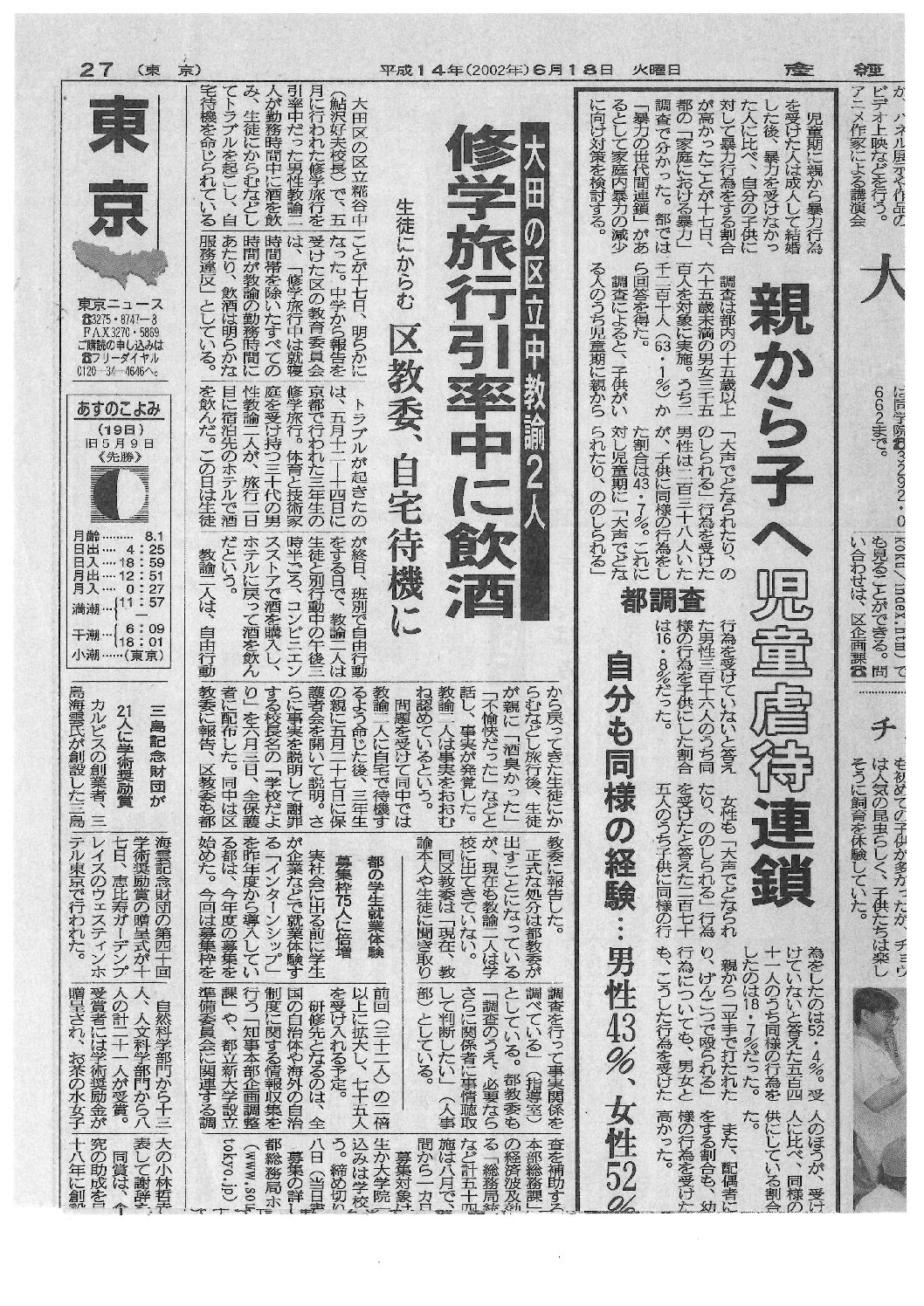 修学旅行中の教員飲酒問題